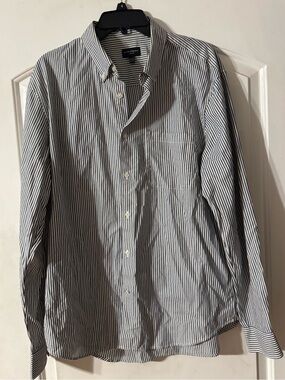 Club Monaco Slim Fit Blue & White Striped Button-Down Shirt XL